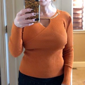 Brand new never  worn Guess sweater burnt orange size xs